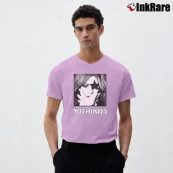 Men’s Yoshiki Yoshikiss Japan Music V-Neck Tee in light pink | Sharp, Breathable, Everyday Staple