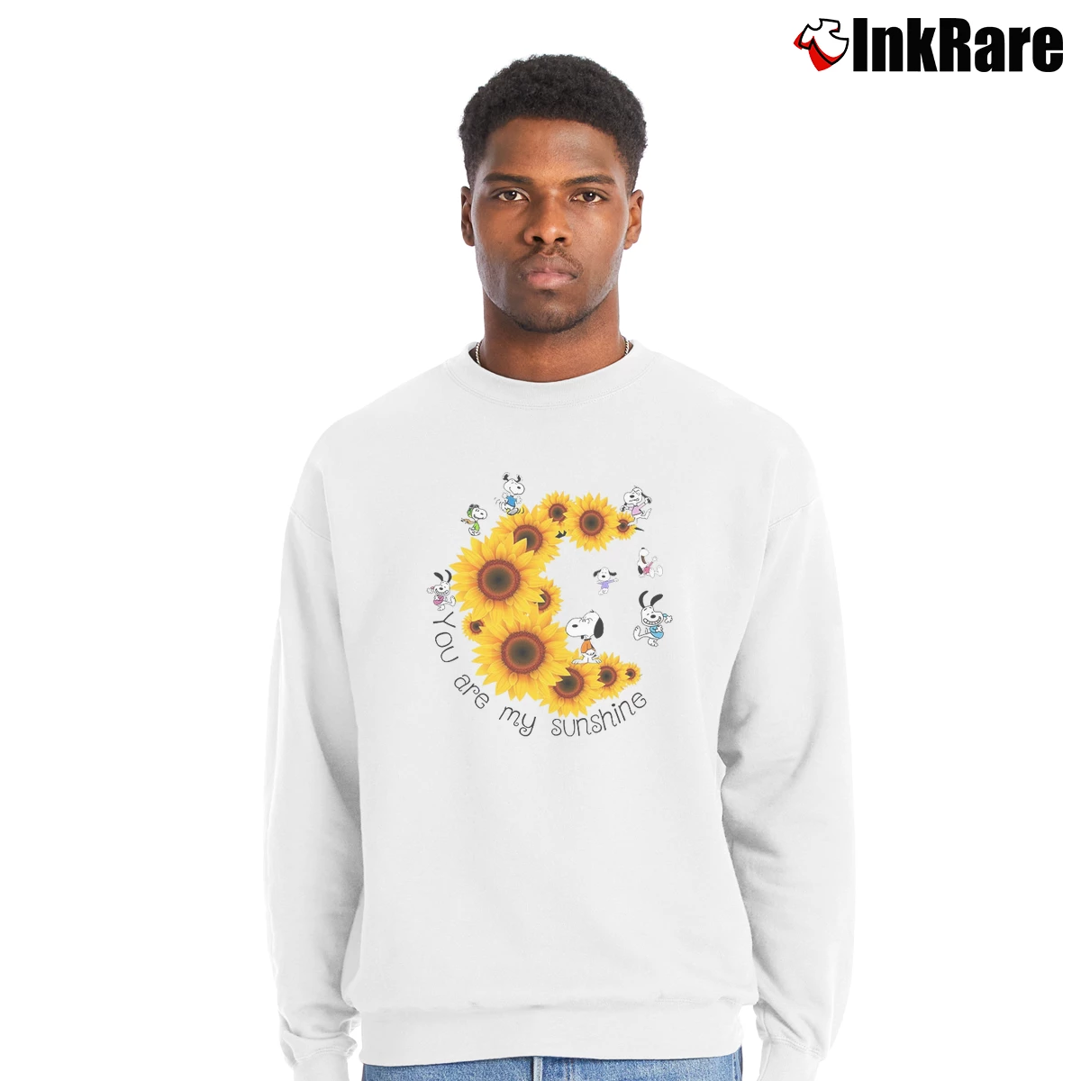 You Are My Sunshine Snoopy Men’s Crewneck Sweatshirt in white – Soft & Durable Men’s You Are My Sunshine Snoopy Crewneck Sweatshirt in white | Cozy Fabric, Clean Style
