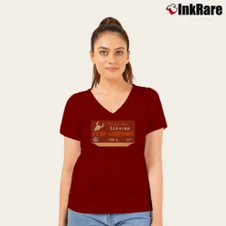 Women’s You Are Now Leaving Fear And Loathing V-Neck Tee in maroon | Chic Neckline, Soft Texture