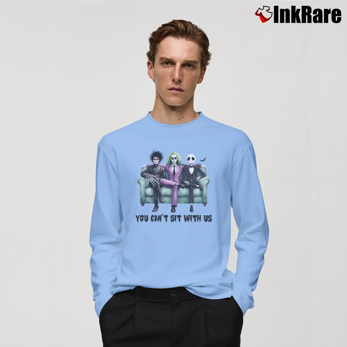You Can’t Sit With Us Beetlejuice Men’s Long-Sleeve Tee in light blue – Versatile Layering Men’s You Can't Sit With Us Beetlejuice Long-Sleeve Shirt in light blue | Sleek, Lightweight, Year-Round Wear