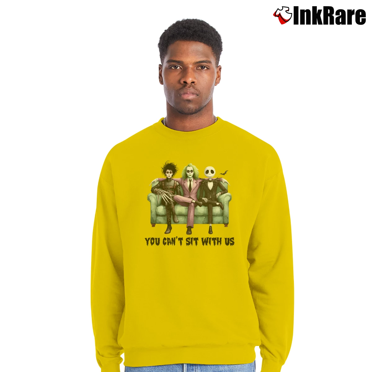 You Can’t Sit With Us Beetlejuice Men’s Crewneck Sweatshirt in yellow – Soft & Durable Men’s You Can't Sit With Us Beetlejuice Crewneck Sweatshirt in yellow | Cozy Fabric, Clean Style