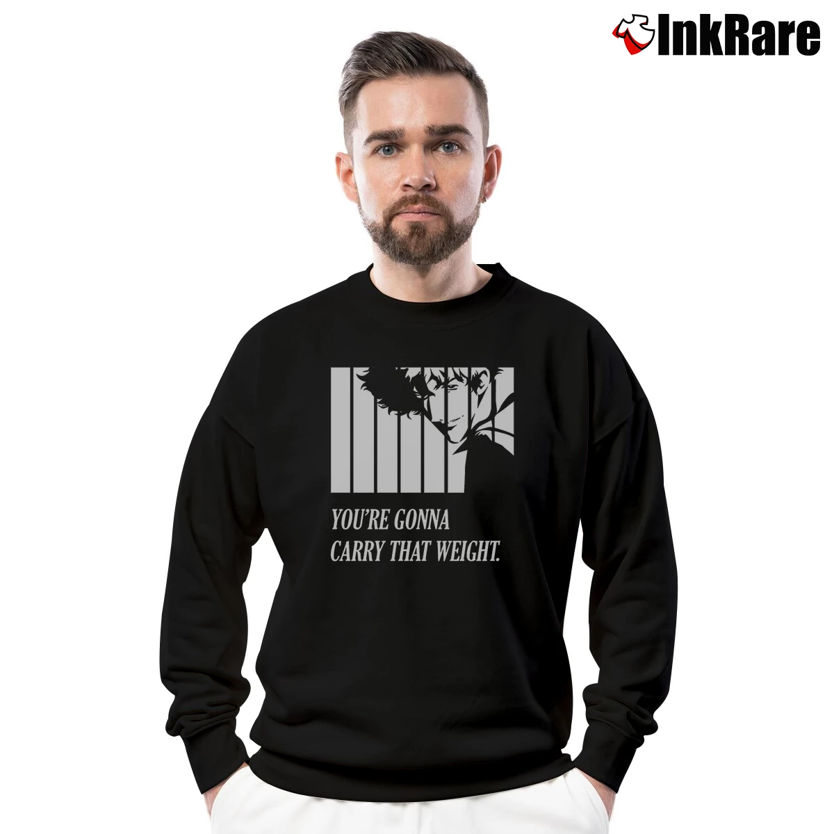 Men’s You're Gonna Carry That Weight Cowboy Bebop Crewneck Sweatshirt in black | Cozy Fabric, Clean Style