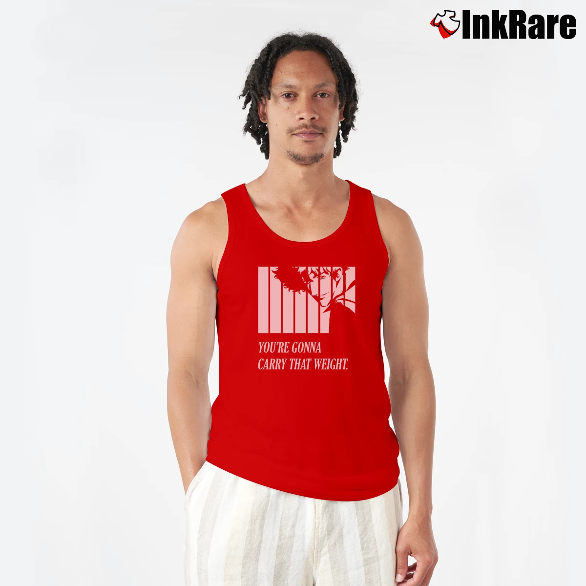 Men’s You're Gonna Carry That Weight Cowboy Bebop Tank Top in red | Breathable, Active-Friendly Design