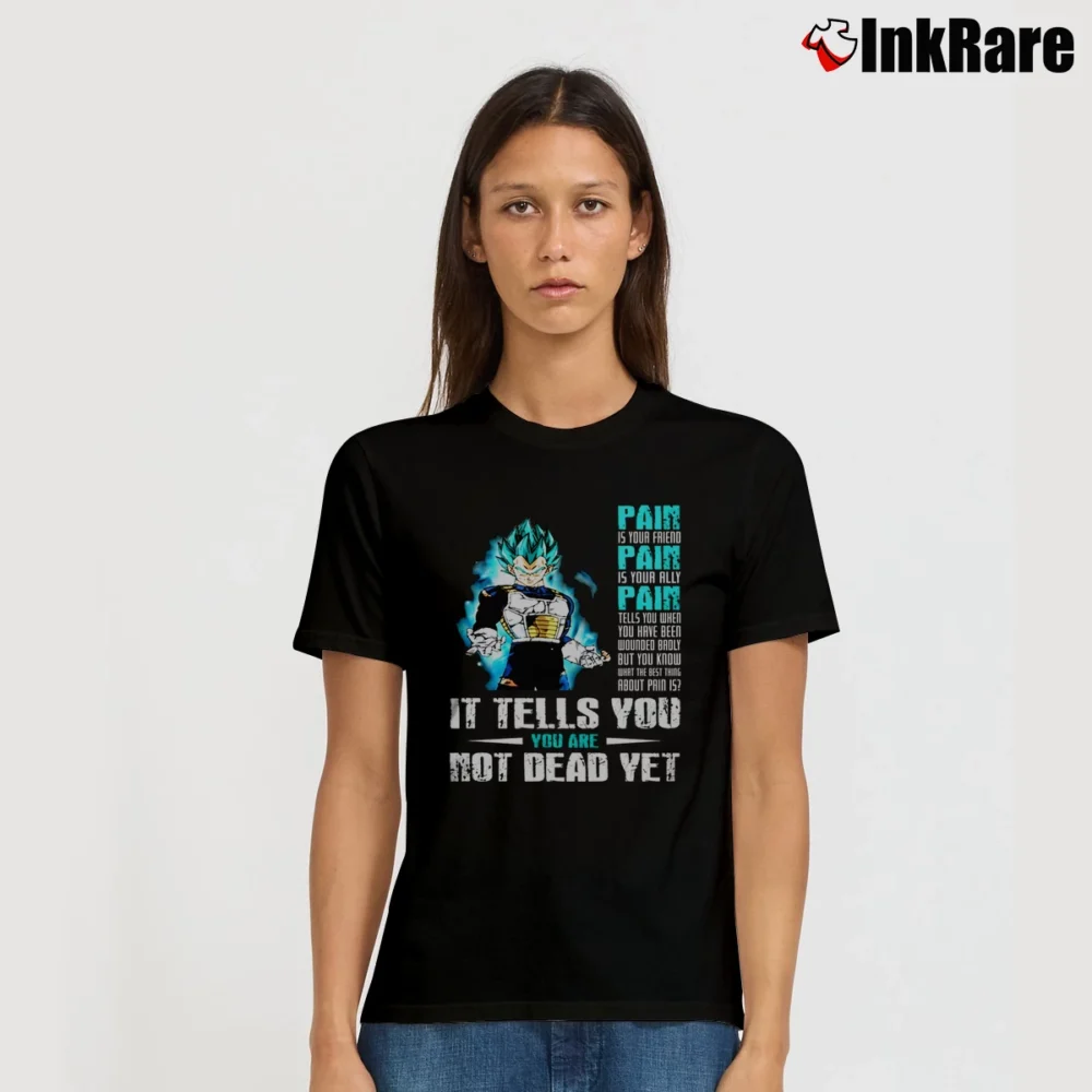 Women’s You're Not Dead Yet Vegeta Super Saiyan Blue Signature T-Shirt in black | Soft, Flattering Fit