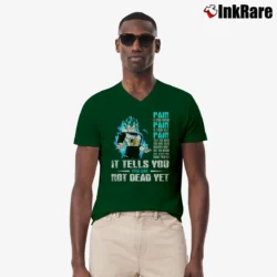 Men’s You're Not Dead Yet Vegeta Super Saiyan Blue V-Neck Tee in forest green | Sharp, Breathable, Everyday Staple