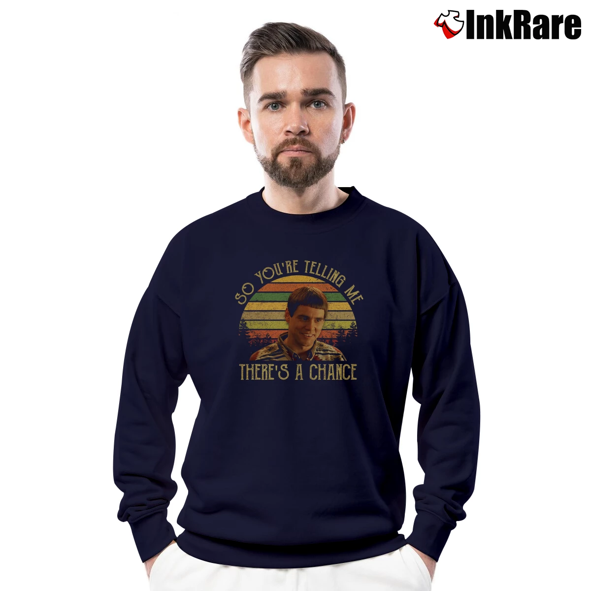 You’re Telling Me There’s A Chance Lloyd Christmas Men’s Crewneck Sweatshirt in navy – Soft & Durable Men’s You're Telling Me There's A Chance Lloyd Christmas Crewneck Sweatshirt in navy | Cozy Fabric, Clean Style