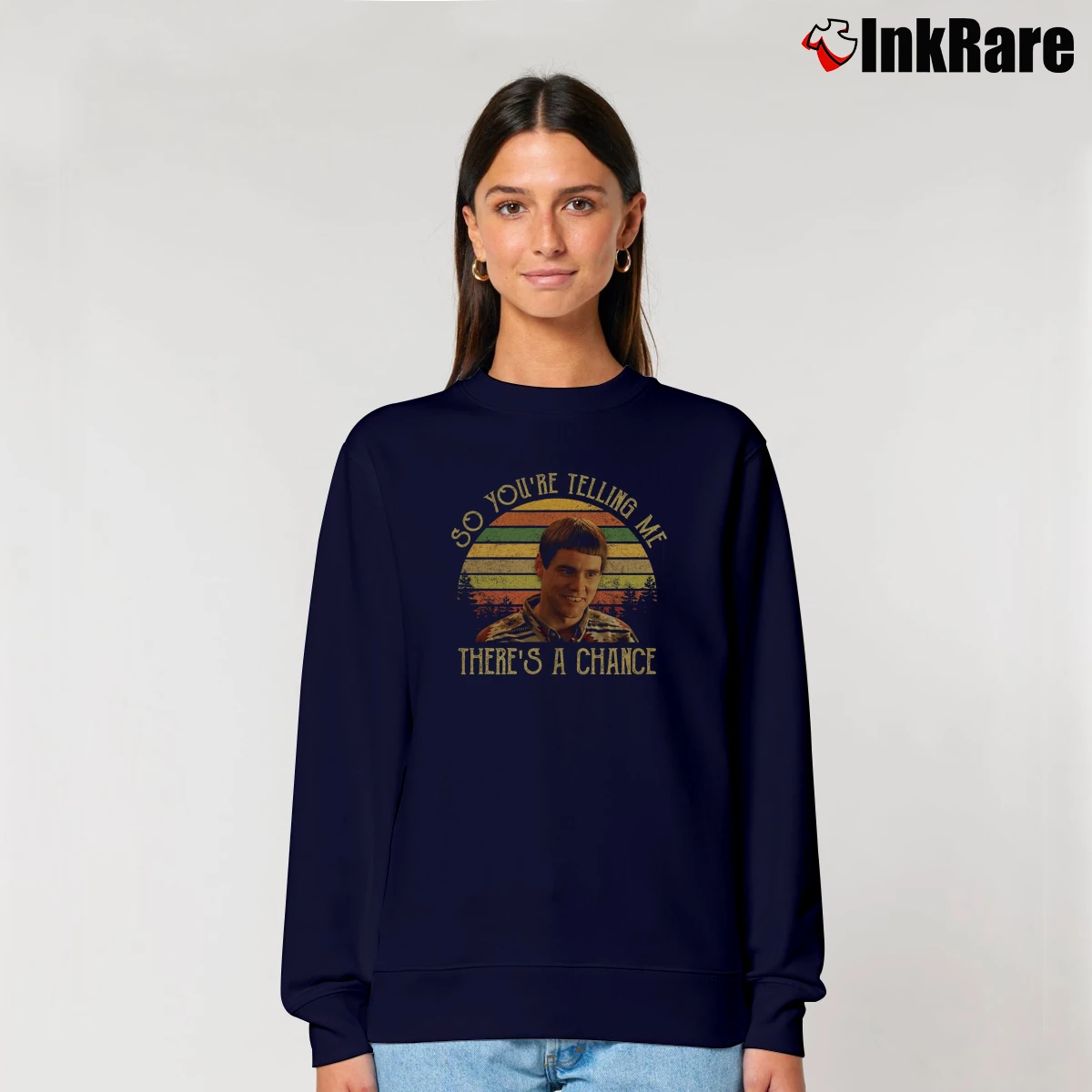 You’re Telling Me There’s A Chance Lloyd Christmas Women’s Relaxed Sweatshirt in navy – Cozy Casual Women’s You're Telling Me There's A Chance Lloyd Christmas Relaxed Sweatshirt in navy | Soft, Laid-Back Vibe