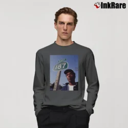 Men’s Young Snoop Dogg California 187 Hip Hop Rap Icon Long-Sleeve Shirt in charcoal | Sleek, Lightweight, Year-Round Wear