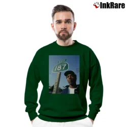 Men’s Young Snoop Dogg California 187 Hip Hop Rap Icon Crewneck Sweatshirt in forest green | Cozy Fabric, Clean Style