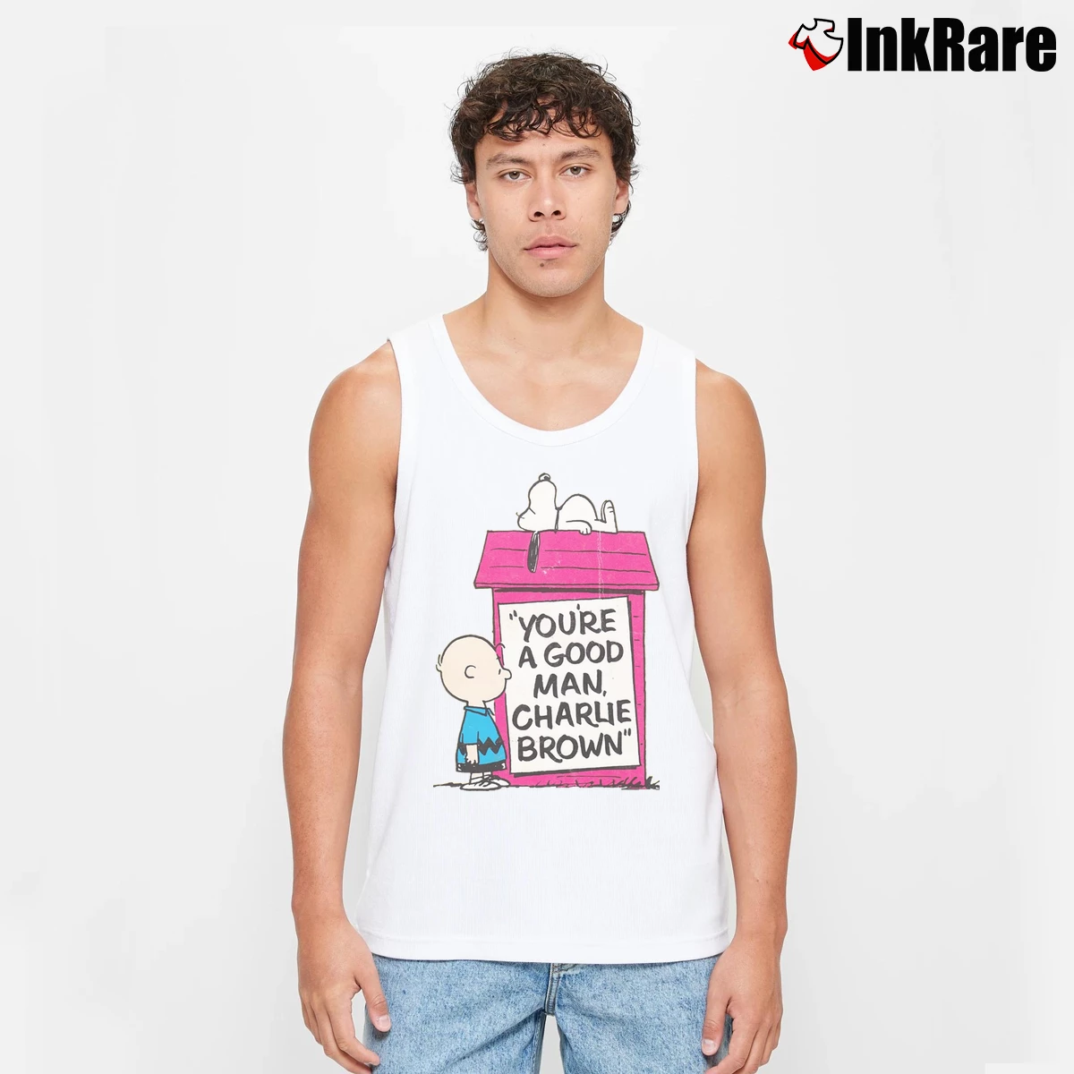 Youre A Good Man Charlie Brown Men’s Performance Tank in white – Lightweight Comfort Men’s Youre A Good Man Charlie Brown Tank Top in white | Breathable, Active-Friendly Design