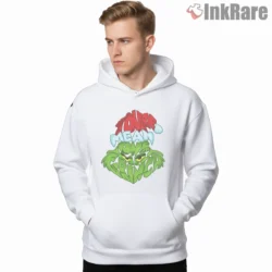 Youre A Mean One Grinch Lettering Shirt on white hoodie for men graphic tee