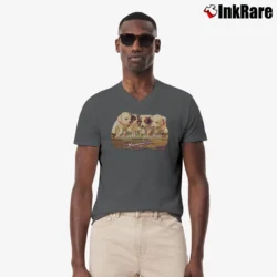 Men’s Yuengling Puppies Drinking Beer V-Neck Tee in charcoal | Sharp, Breathable, Everyday Staple