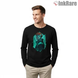 Yuji Itadori Neon Glow Portrait Anime Shirt on black long sleeve shirt for men graphic tee