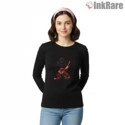 Yuji Itadori Red Energy Combat Motion Anime Shirt on black long sleeve shirt for women graphic tee