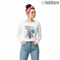 Zanka Character Panel Clean Blue Tone Anime Shirt on white long sleeve shirt for women graphic tee