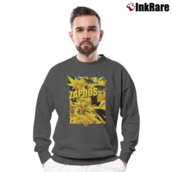 Men’s Zapdos Pokemon Retro Custom Graphic Crewneck Sweatshirt in charcoal | Cozy Fabric, Clean Style