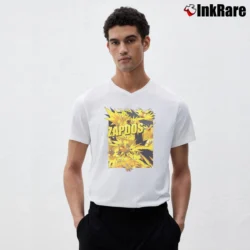 Men’s Zapdos Pokemon Retro Custom Graphic V-Neck Tee in white | Sharp, Breathable, Everyday Staple