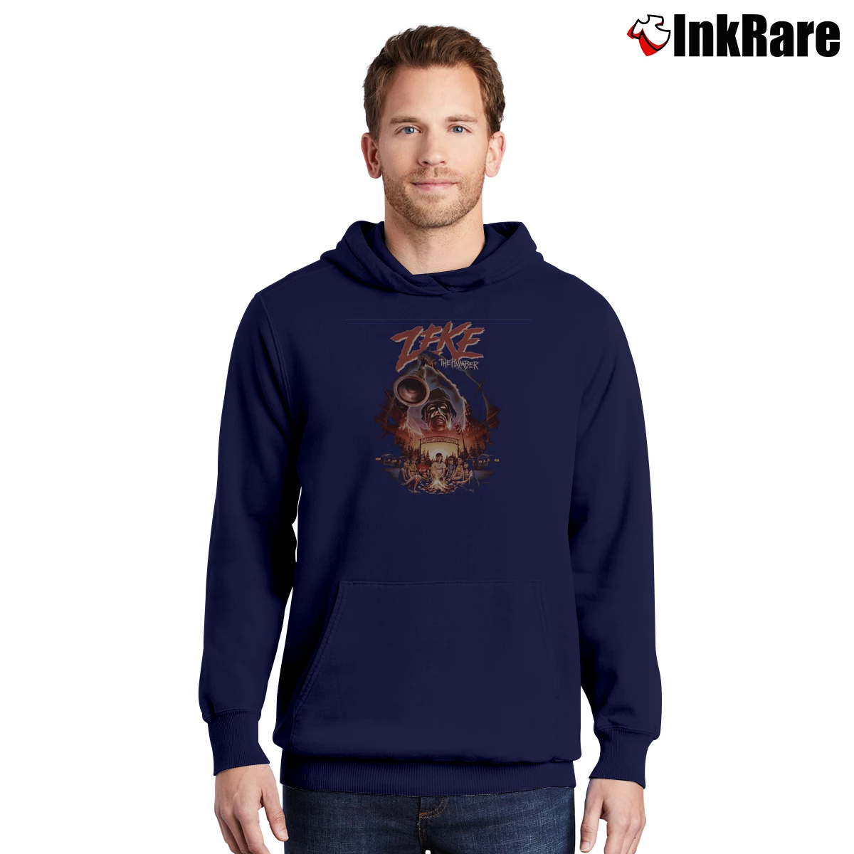 Men’s Zeke The Plumber Retro Horror Pullover Hoodie in navy | Cozy, Durable, Modern Fit