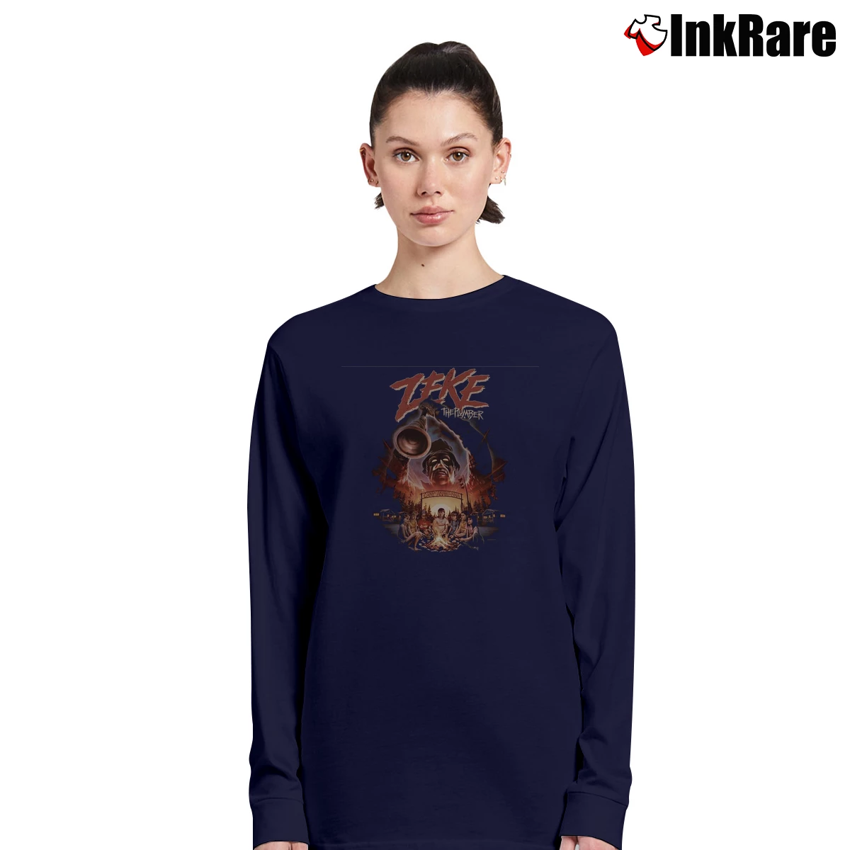 Women’s Zeke The Plumber Retro Horror Long-Sleeve Top in navy | Sleek, Versatile, All-Season