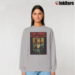Women’s Ziggy Stardust Print Music Art Relaxed Sweatshirt in sport grey | Soft, Laid-Back Vibe