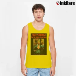 Men’s Ziggy Stardust Print Music Art Tank Top in yellow | Breathable, Active-Friendly Design