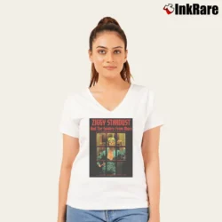 Women’s Ziggy Stardust Print Music Art V-Neck Tee in white | Chic Neckline, Soft Texture