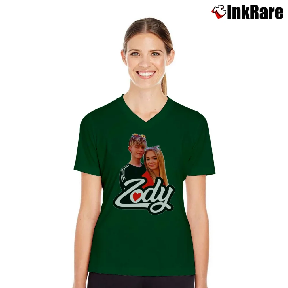 Women’s Zody Supporter V-Neck Tee in forest green | Chic Neckline, Soft Texture