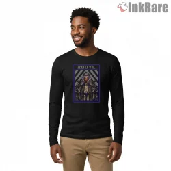 Zodyl Framed Character Portrait Dark Anime Shirt on black long sleeve shirt for men graphic tee