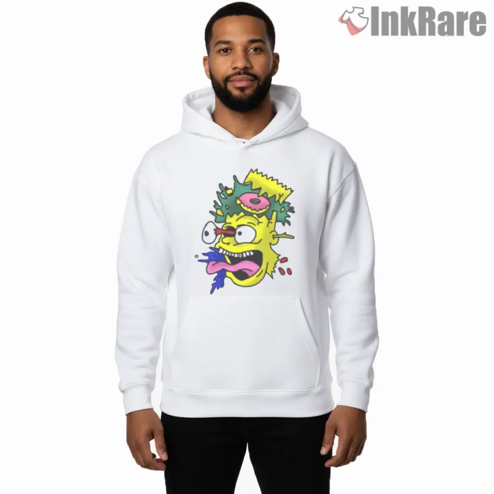 Zombie Bart Horror Cartoon Grunge Style Shirt on white hoodie for men graphic tee