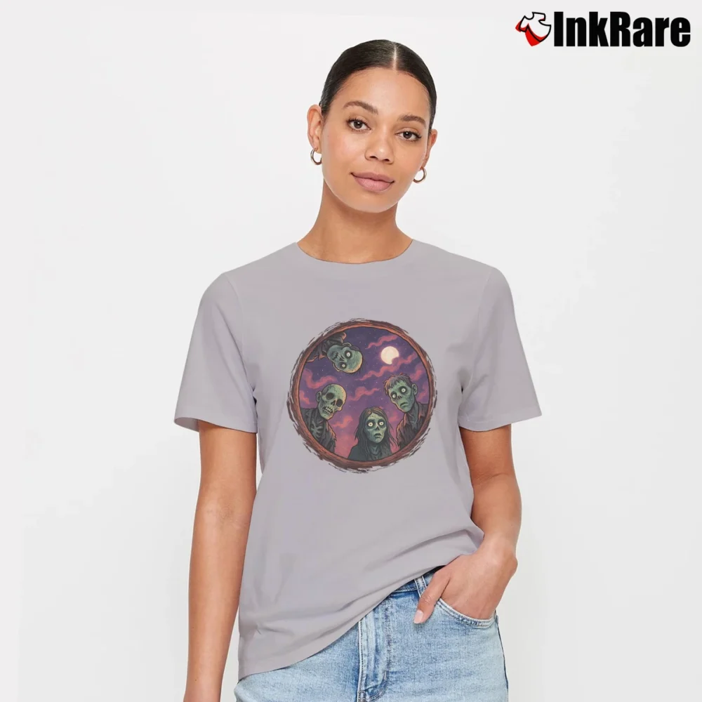 Women’s Zombie Pit Funny Halloween Graphic T-Shirt in sport grey | Soft, Flattering Fit