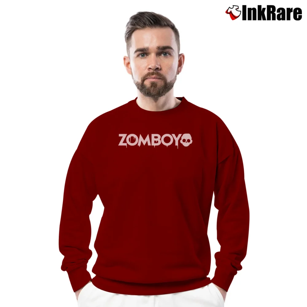 Men’s Zomboy Logo Crewneck Sweatshirt in maroon | Cozy Fabric, Clean Style