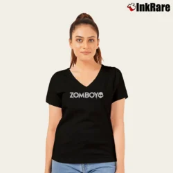 Women’s Zomboy Logo V-Neck Tee in black | Chic Neckline, Soft Texture