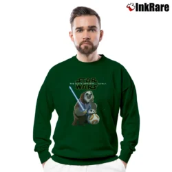 Men’s Zootopia Sloth Awakens Star Wars Spoof Comedy Crewneck Sweatshirt in forest green | Cozy Fabric, Clean Style