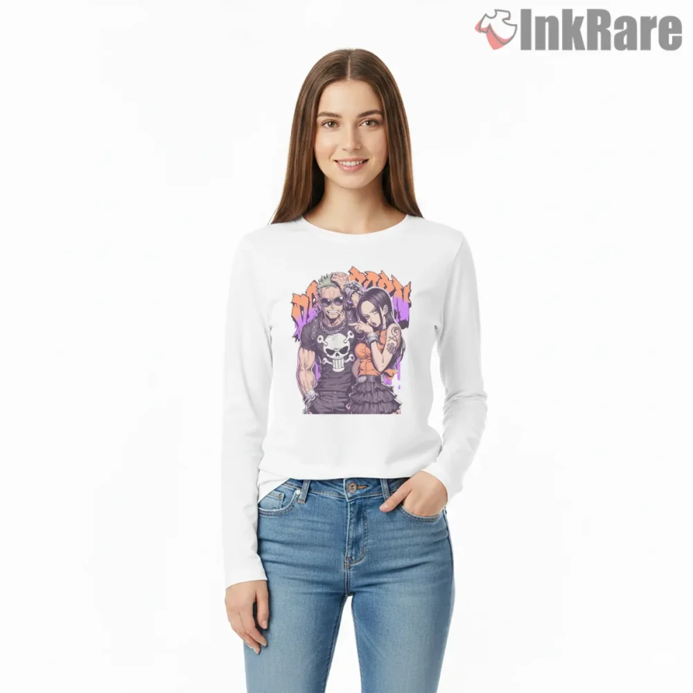 Zoro And Nico Robin Gothic Pirate Couple Anime Shirt on white long sleeve shirt for women graphic tee