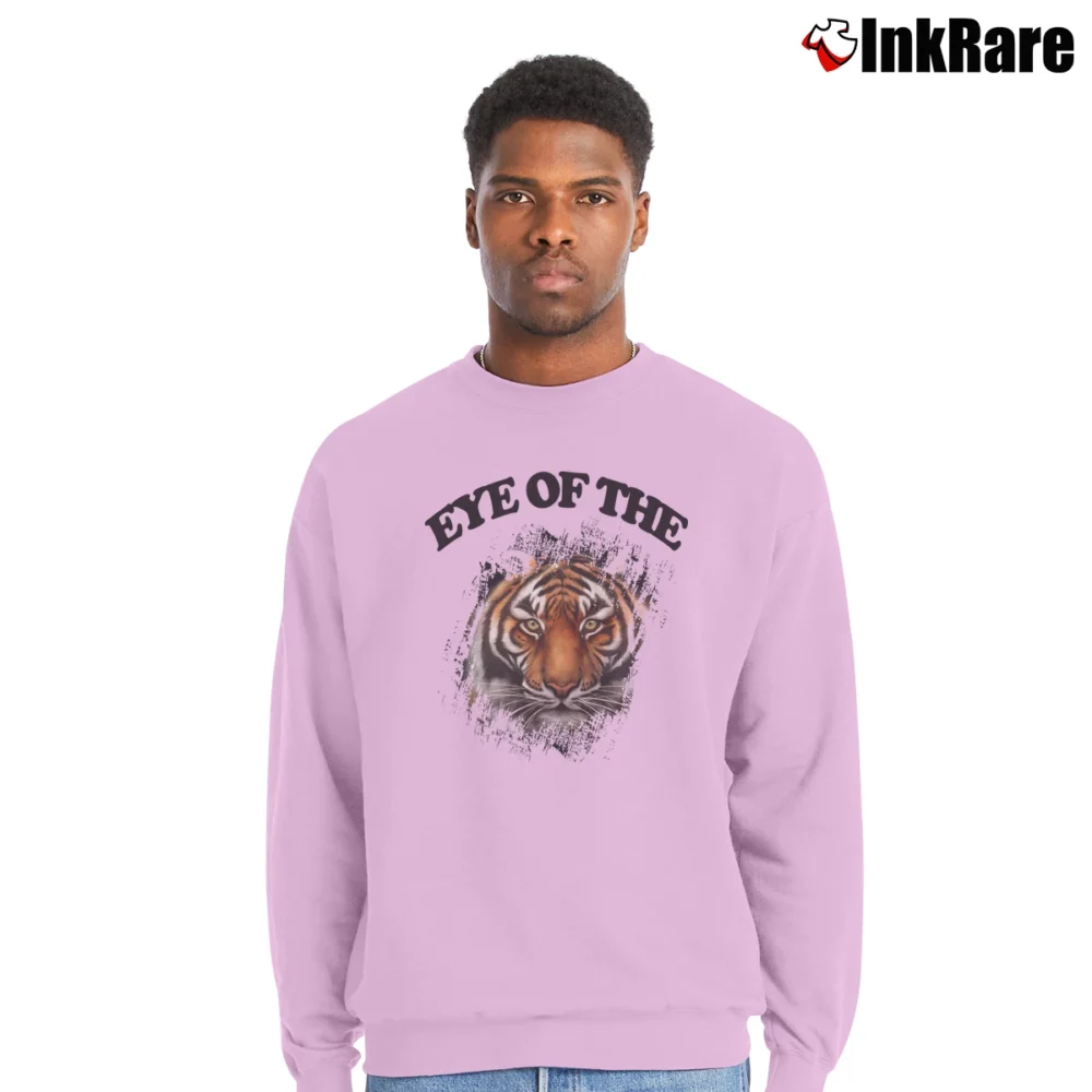 Men’s Zutter Eye Of The Tiger Graphic Crewneck Sweatshirt in light pink | Cozy Fabric, Clean Style