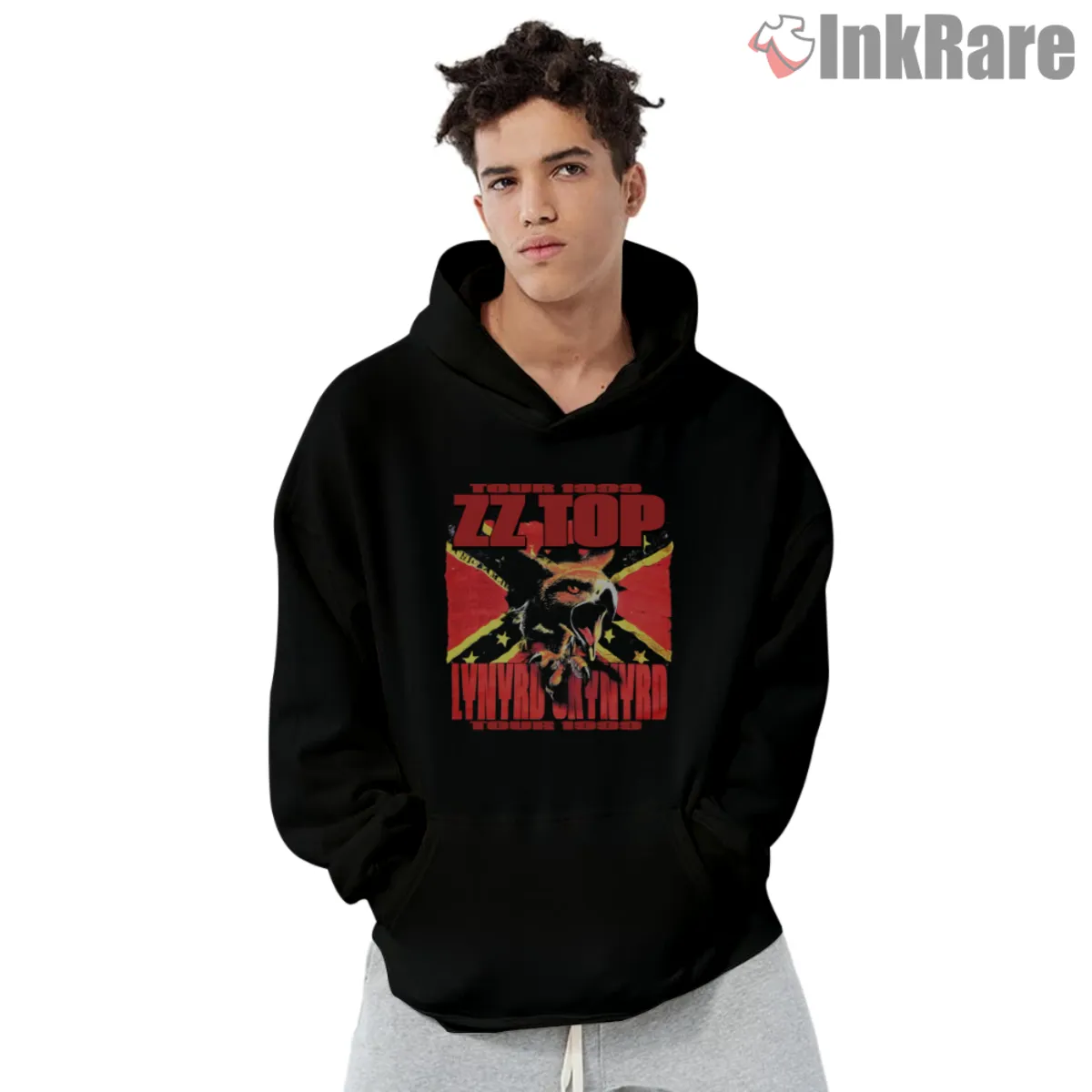 ZZ Top Lynyrd Skynyrd 1999 Tour Hoodie Hoodie front view with eagle tour graphic